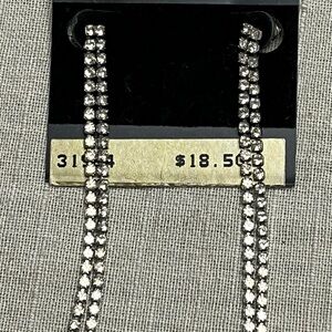 Monet Silver Crystal Dangle Earrings